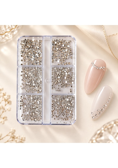 6lı Mini Boy Parlak Kristal Görünümlü Tırnak Süsleme Taşları 6 Boy Nail Art Süsleme Taşları Wn-532
