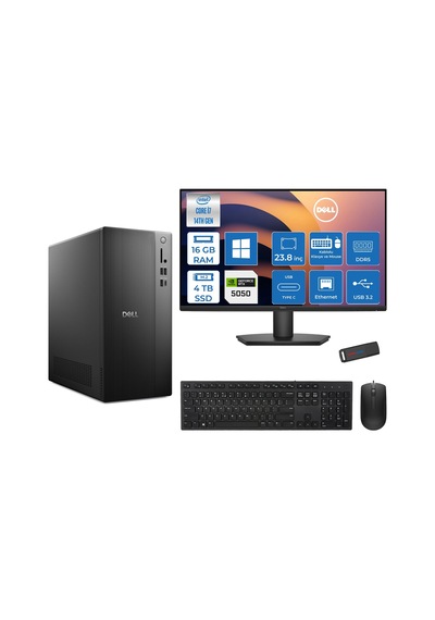 Dell Tower Essential QVT1260 BTO-01400724P05 i7-14700 16 GB 4 TB SSD RTX5050 23.8" W11P Masaüstü Bilgisayar + USB Bellek