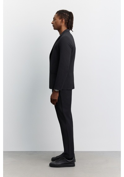 Avva Erkek Siyah Mono Yaka Çıtçıt Kapama Kırışmayan Su İtici Teknik Kumaş Comfort Slim Fit Ceket A62y4000