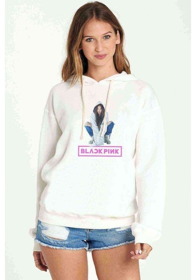 Jeanie Kim Jennie Kim Blackpınk K Baskılı Beyaz Kadın Kapşonlu S