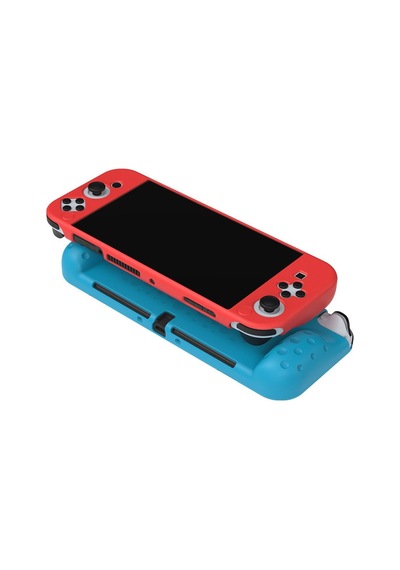 Nintendo Switch Oled El Destekli Grip Tasarımlı Koruyucu Silikon Kılıf Mavi