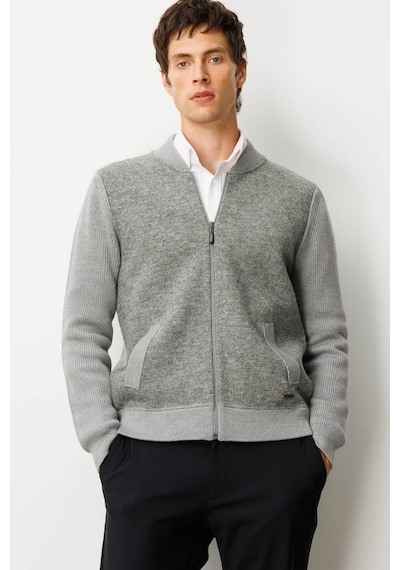Jack & Jones Erkek Hakim Yaka Önü Keçe Triko Mont Desen Füme