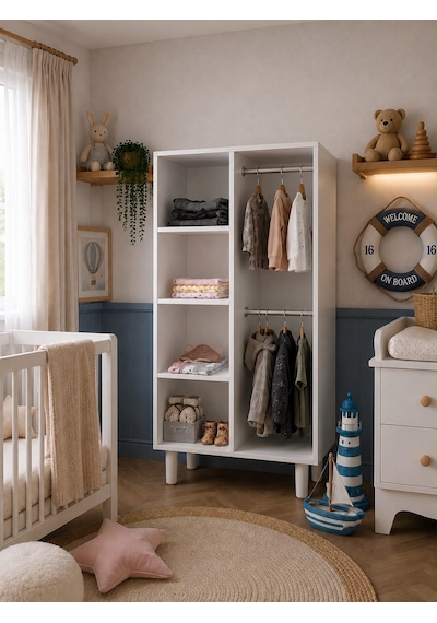 Gemici Oval 2 Kapaklı Dolap Tamamı Mdf Pembe Beyaz - Pembe