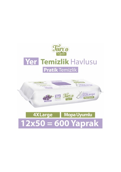 Baby Turco Doğadan Yer Temizlik Havlusu Lavanta 12 x 50'li