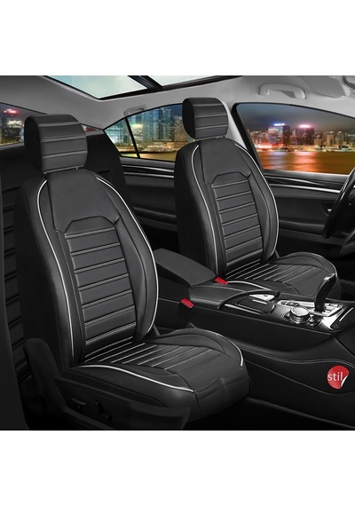 Audi E-tron Sportback Deri Oto Koltuk Kılıfı Ön Arka Set Siyah Beyaz  Seri Şhn