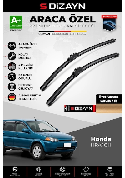 S-dizayn Honda Hr-v Gh Ön Cam Silecek Seti 1999-2006 Premium Araca Özel 50-43 Cm A+ Kalite Aocs-1742