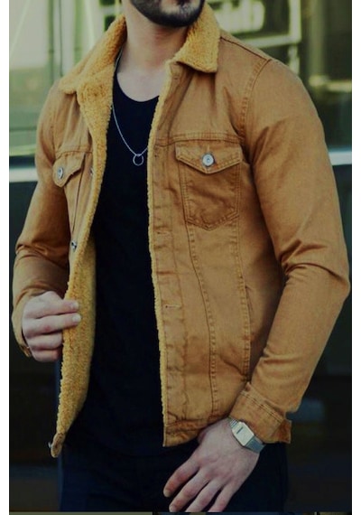 Alaska The Last Frontier R.lion Kürklü Kot Mont Premium Denim --k.camel-- Camel