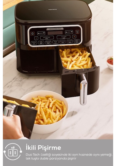 Karaca Air Pro Cook Duo Köz Xxxl 8 Kişilik Airfryer 4 + 4 L