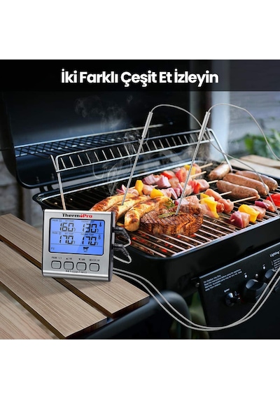 NPO ThermoPro TP17 Alarmlı, Aydınlatmalı, Çift Çelik Problu ve Pr