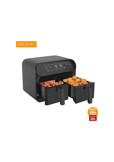 Groove MAX PLUS XXL 1800W 4 LT + 4 LT 8 LT Çift Hazneli Smart Airfryer