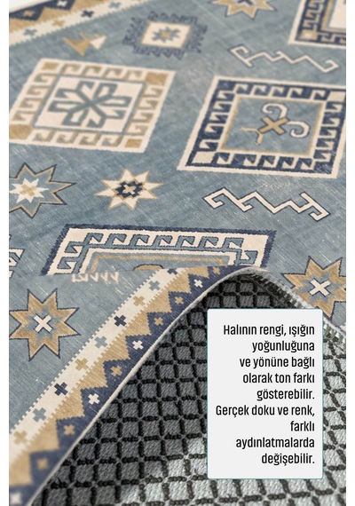 Dekoratif Halı Kaymaz Taban Leke Tutmaz Yıkanabilir Kilim Özel Ölçü Salon Halısı 3054 Çok Renkli