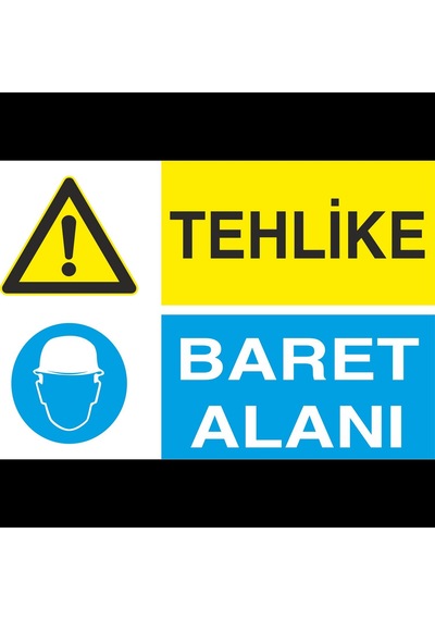 Jetyazdır Uyarı Levhaları '' Tehlike Baret Alanı '' A4 Pvc 30 21 Cm
