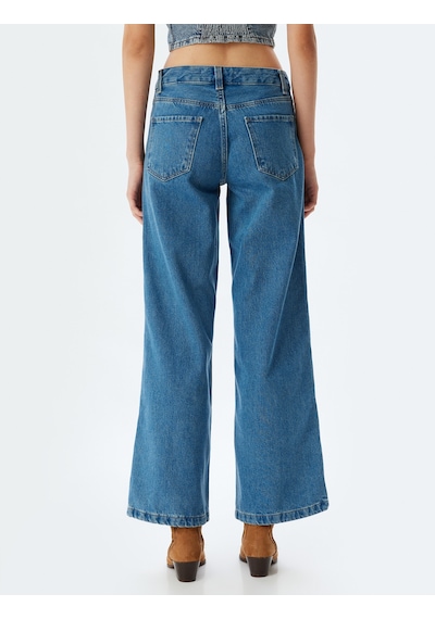 Koton Geniş Paça Kot Pantolon Bol Kalıp Şerit Detaylı Düğmeli Cepli - Wide Leg Jean Orta İndigo 5wal40096md İndigo Koton Geniş Paça Kot Pantolon Bol Kalıp Şerit Detaylı Düğmeli Cepli - Wide Leg Jean Orta İndigo 5wal40096md İndigo