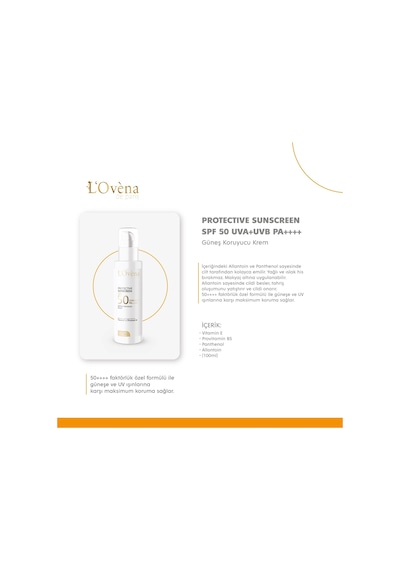Lovena De Paris Protective Sunscreen Koruyucu Güneş Kremi SPF50 100 ML