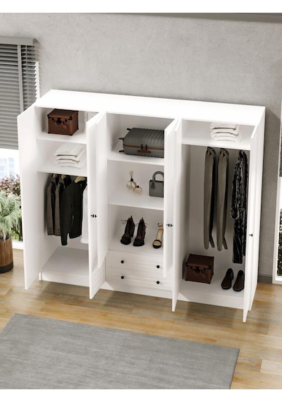 Kuzeylife Elegante Modern Tasarımlı Membran Kapaklı 6 Kapılı Gardırop (52 cm Derinlik) Kuzeylife Elegante Modern Tasarımlı Membran Kapaklı 6 Kapılı Gardırop (52 cm Derinlik)