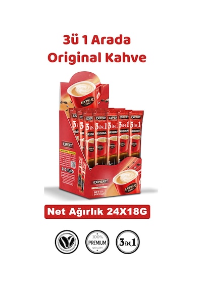 3 Ü 1 Arada Orijinal Hazır Kahve 24 Lü 18g Granül