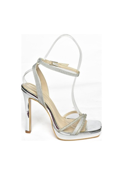 Fox Shoes S569612514 Gümüş Sim Yüksek Topuklu Kadın Ayakkabı Gümüş