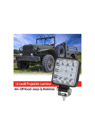 16 Ledli Projektör Lamba Atv-Off Road Jeep-Iş Makinası
