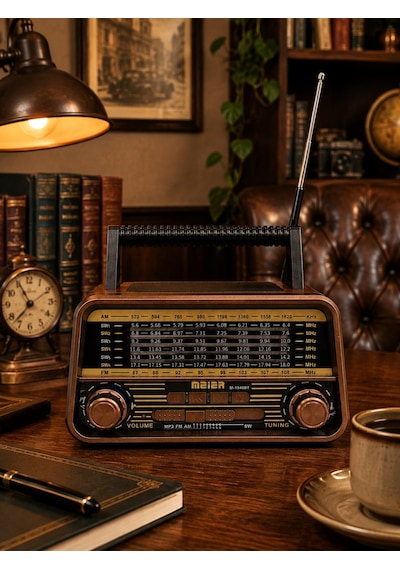 Retro Radyo Bluetoothlu Nostaljik Yüksek Ses Çıkışlı - Şarjlı Radyo Mp3 Müzik Çalar Meıer M-1940bt