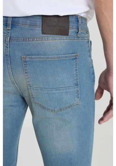 George Henry Pamuklu Slim Fit Dar Kesim 5 Cepli Esnek Jean Kot Denim Pantolon Petrol Mavi