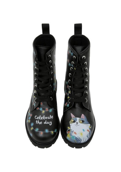 Kadın Vegan Deri Siyah Uzun Bot - Celebrate The Day Tasarım Multicolor