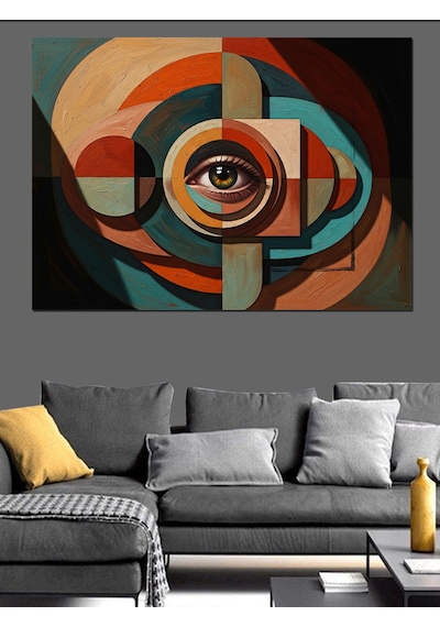 Geometrik Modern Göz Ve Şekiller Dekoratif Kanvas - Mdf Ahşap Tablo