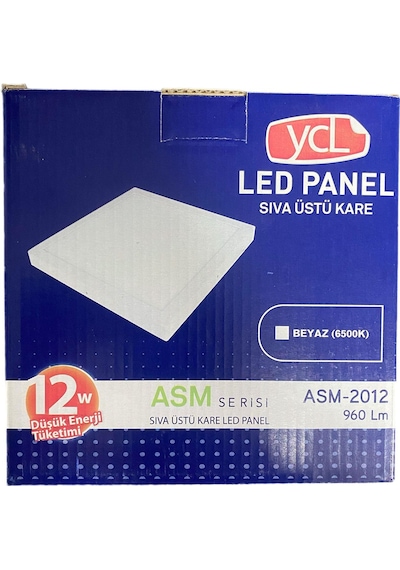 Ycl 12w Sıva Üstü Kare Led Panel Beyaz 6500k Beyaz