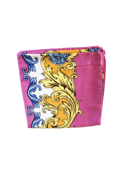 Tikitonki Otantik Çiçek Desenli Saten Pembe Eşarp 90x90 Pembe Pembe