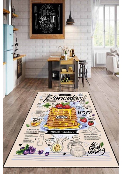 Renkli Kaymaz Taban Yıkanabilen Cupcake Mutfak Halısı Ar1280n11 Çok Renkli