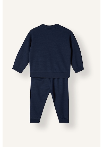 Defacto 2li Takım Baskılı Fermuarlı Sweatshirt Eşofman Altı Erkek Bebek I0150a526aunv256 Lacivert-nv256