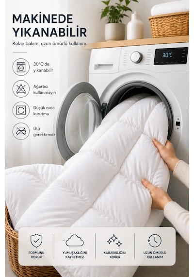 Luxesleep Çift Kişilik Microfiber Yorgan Sıcacık Ultra Yumuşak Kuş Tüyü Hissi Beyaz