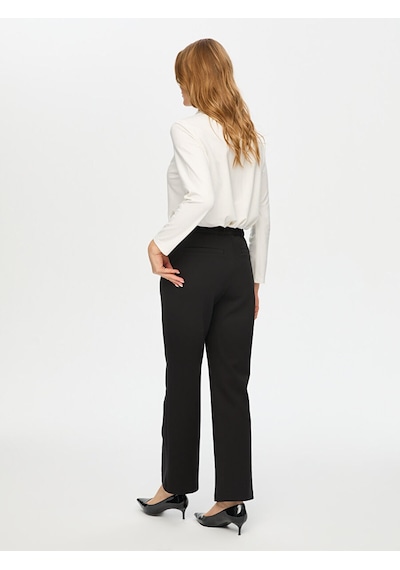 Faik Sönmez Önü Dikiş Detaylı Wide Leg Fit Örme Pantolon S26pnt017 Us26pnt01710 Siyah