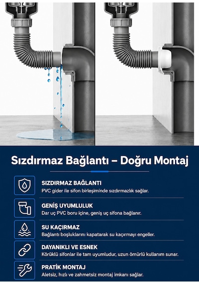 4 Adet Adaptör Conta Lavabo Sifon Gider Bağlantı Contası 50'lik Pimaş Pvc Sızdırmazlık Koku Önleyici