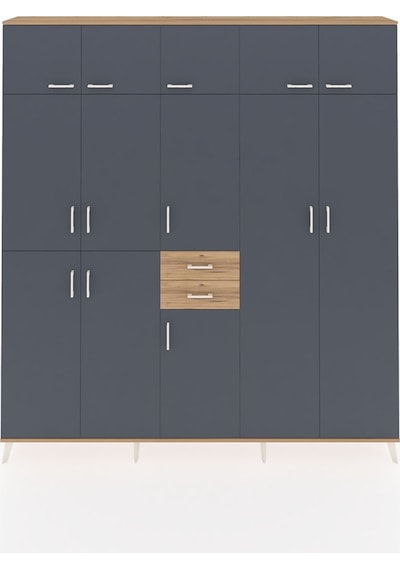 Arges Dolap 10 Raflı 2 Çekmeceli 3 Askılı 220x30x243 Çam-antrasit/çam Antrasıt/atlas Çam Arges Dolap 10 Raflı 2 Çekmeceli 3 Askılı 220x30x243 Çam-antrasit/çam Antrasıt/atlas Çam