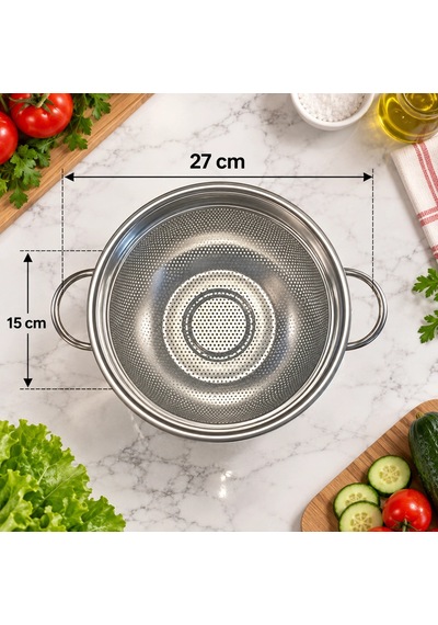 27 Cm Büyük Boy Paslanmaz Ayaklı Süzgeç Renkli