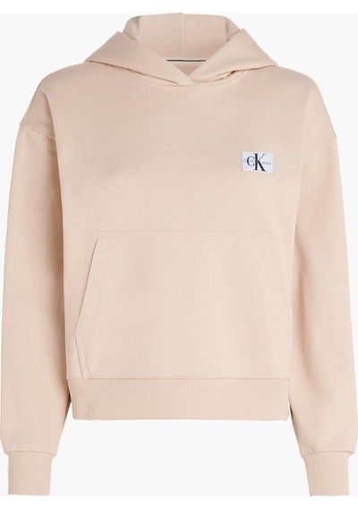 Calvin Klein Woven Label Hoodıe Kadın Krem Hoodie