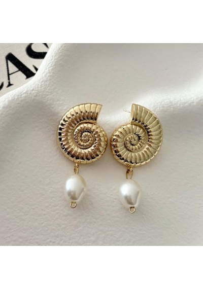 İncili Salyangoz Gold Küpe