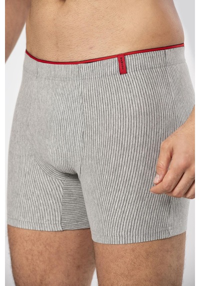 Weweus Gri Pamuk Elastan Çizgili Boxer 14921 Gri