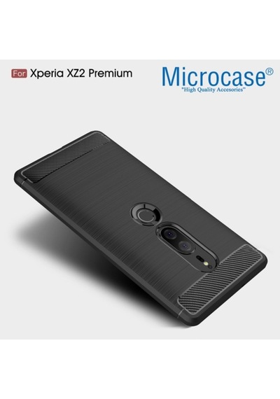 Microcase Xperia Xz2 Premium Brushedcarbonfiber Silikon Kilif+Cam 281155804 - Seçenek / Cam Koruma-Cam Istemiyorum