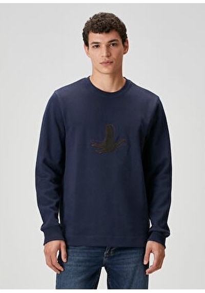 Beymen Club Lacivert Logo Detaylı Uzun Kollu T-shirt Lacivert