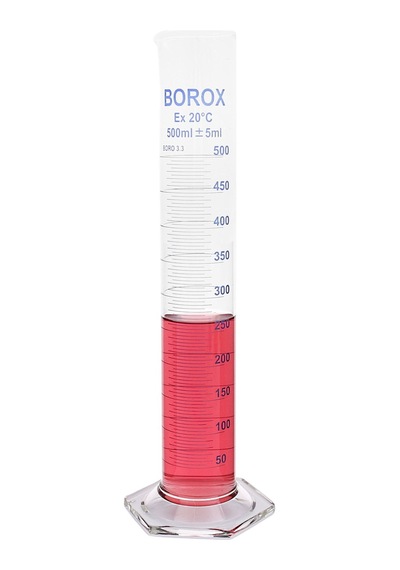 Borox Cam Mezür Uzun Form Mavi Skala 500 ML