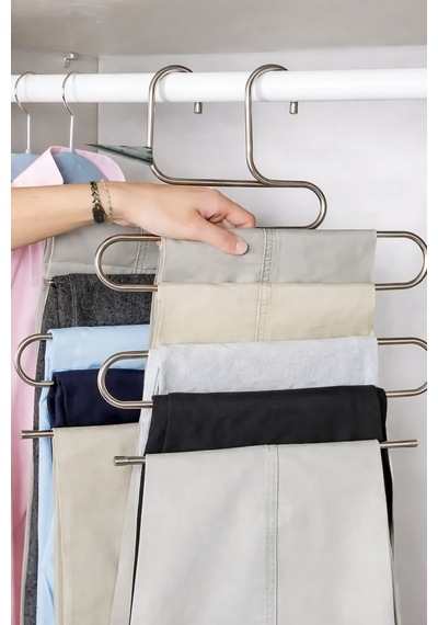 5 Katlı Metal Pantolon Askısı Yer Tasarruflu Şal Eşarp Gardolap Organizeri 35x27 Cm Diğer