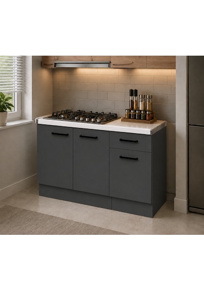 Lark Mutfak 3 Kapaklı 1 Çekmeceli Mutfak Alt Modül 100 Cm - Çok Amaçlı Dolap -beyaz Laminat Tezgah Dahil Antrasit Lark Mutfak 3 Kapaklı 1 Çekmeceli Mutfak Alt Modül 100 Cm - Çok Amaçlı Dolap -beyaz Laminat Tezgah Dahil Antrasit
