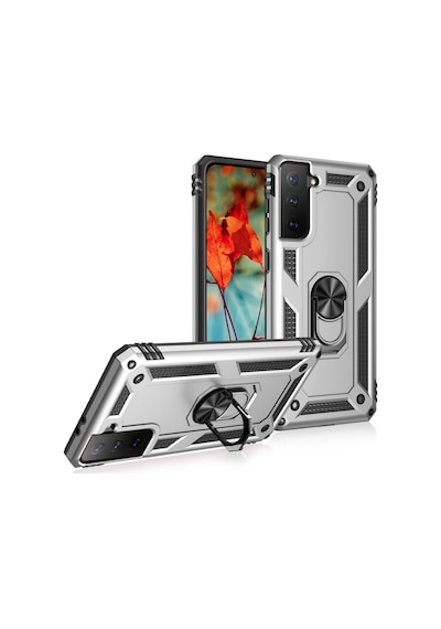 Samsung Uyumlu Galaxy S21 Plus Kılıf Sofya Yüzüklü Korumalı Kılıf