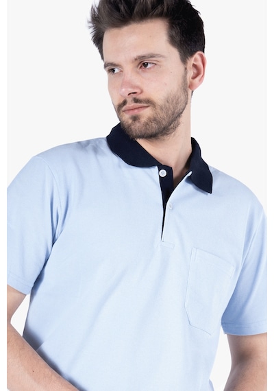 Yıldırımlar Polo Yaka T-shirt %100 Pamuk Cepli Gök Mavi