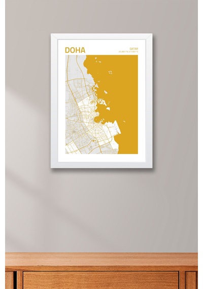 Doha Katar Qatar Şehir Haritası Çerçeveli Tablo Lüks Salon Ofis Duvar Dekorasyonu Hediyelik Tablo Beyaz Doha Katar Qatar Şehir Haritası Çerçeveli Tablo Lüks Salon Ofis Duvar Dekorasyonu Hediyelik Tablo Beyaz