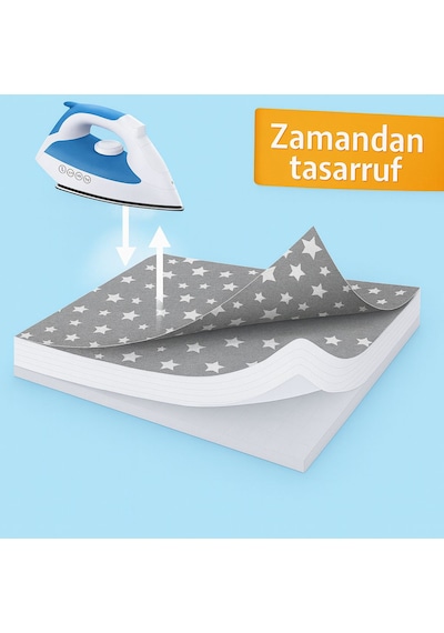 Ütü Masası Kılıfı Keçeli Gri Yıldızlı Desen Battal Boy Xxl Pamuklu Yanmaz Üretim Gri - Beyaz