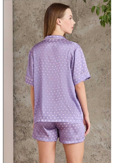 Pierre Cardin 1225 Kadın Empirme Saten 3'lü Şort Takım-violet Viola