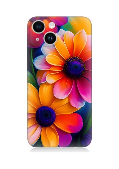 Apple Uyumlu iPhone 14 Plus Silikon Kılıf Soft Renkli Çiçekler