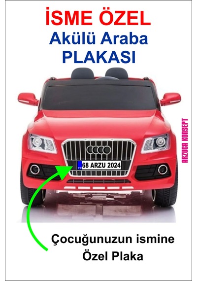 Akülü Araba Plakası İsme Özel Akülü Araba Plakası Akülü Araba Özel Plaka 2 Adet Ahşap